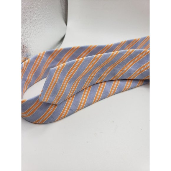 J. CREW Women's Cotton Double Bronze D-ring Preppy Belt Blue Orange Stripe - S/M - Picture 3 of 8